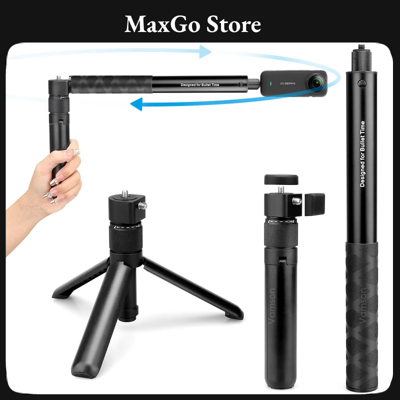 

MaxGo Invisible Selfie Stick for Insta360 X3 Rotating Bullet Time Handheld Tripod for Insta 360 ONE X2 ONE RS GoPro Accessories