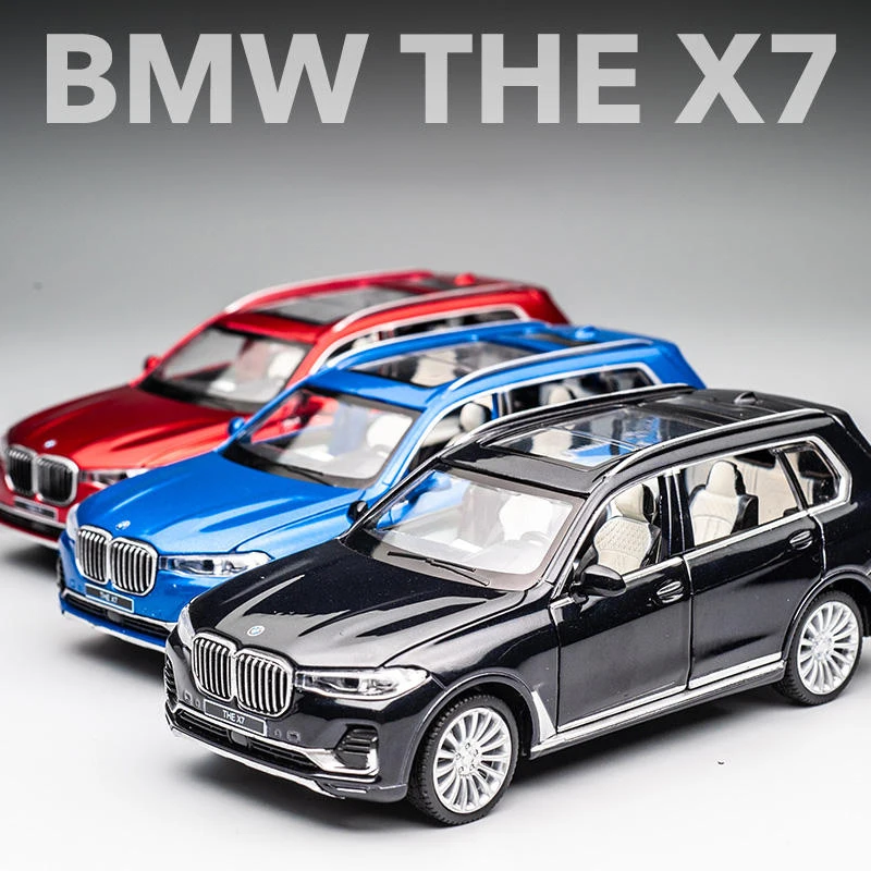 1:32 BMW X7 SUV Alloy Toy Car Model Wheel Steering Sound and Light Children\'s Toy Collectibles Birthday gift