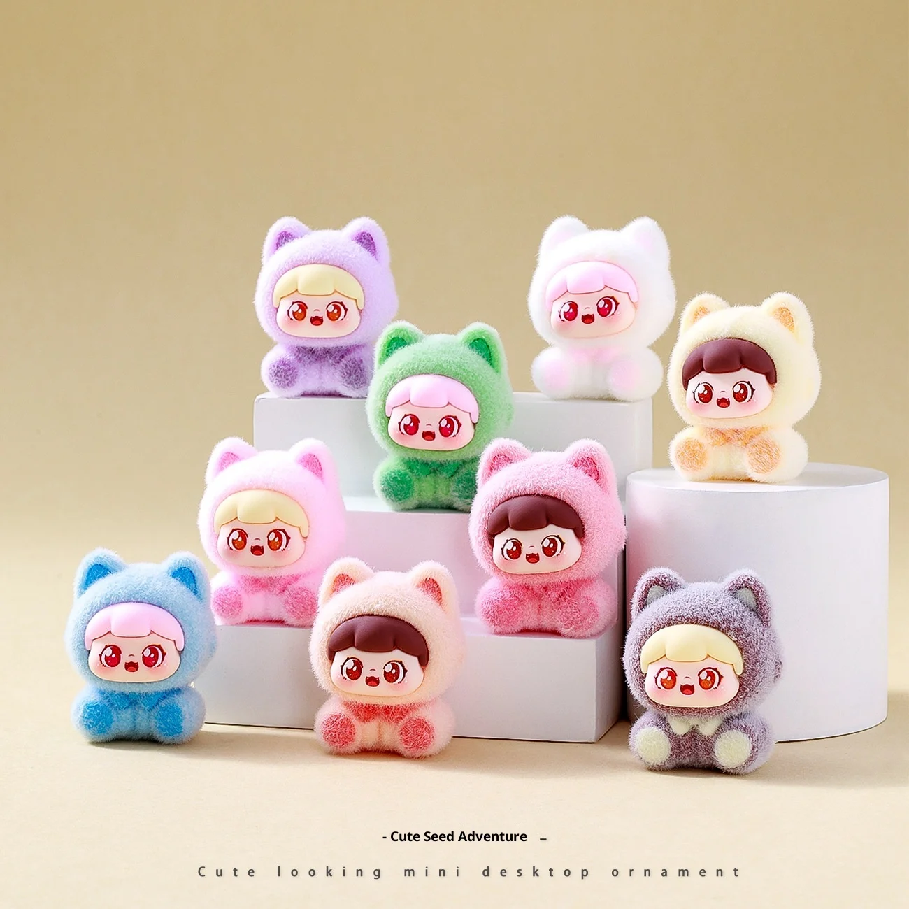 

Флокированная кошка, сидячее положение, модная игрушка, сделай сам, настольные украшения, слепая сумка, игрушка для девочек, милая плюшевая коллекционная слепая коробка