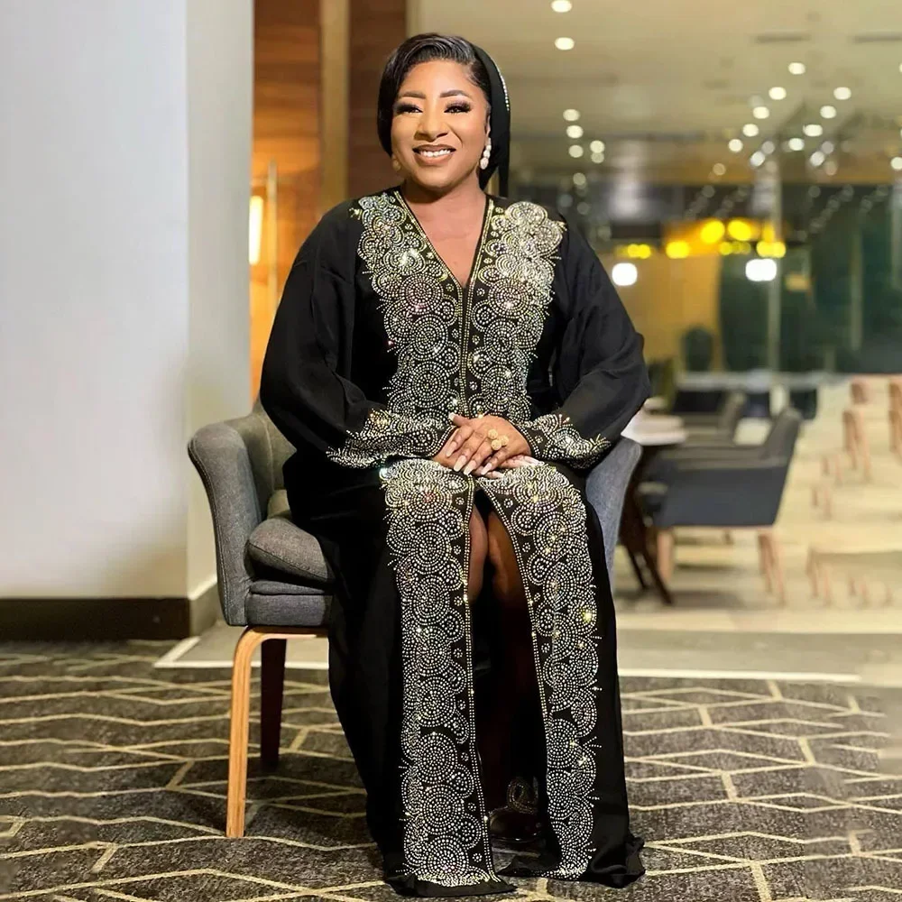 

Африканские платья для женщин с бриллиантами, длинное макси-платье Дашики, Абайя, Бубу, африканская одежда, турецкие платья Дашики, платья Анкара.