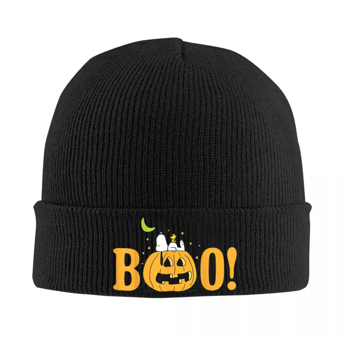 Snoopy Peanuts Halloween Boo Pumpkin Bonnet Hats Knitting Hat Men Women Funny Elastic Beanie Hat Winter Outdoor Sport Design Cap