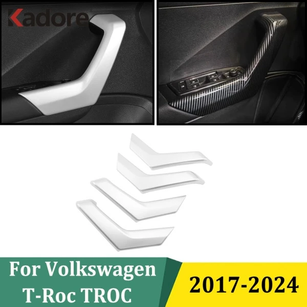 

For Volkswagen T-Roc TROC 2017-2024 Carbon Fiber Side Door Handle Armrest Decorative Sills Stripe Trim Car Interior Accessories