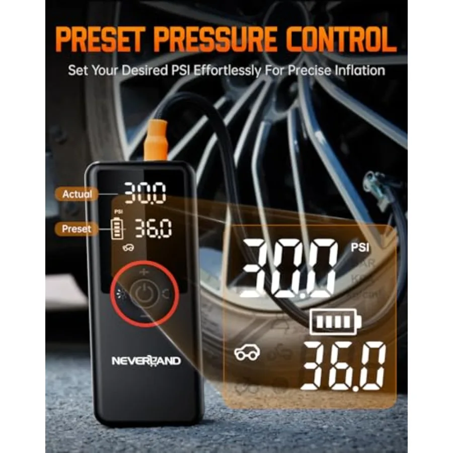 Inflador de neumáticos SUV portátil, compresor de aire de alta potencia de 30000mAh, 180PSI, 150W con indicador Digital, inf de neumáticos de doble iluminación