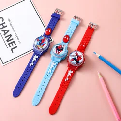 Marvel Flip Rotatable Watch Avengers Spider-Man Cartoon Children's Watch Quartz Clock Boys Birthday Gift Silicone Watch