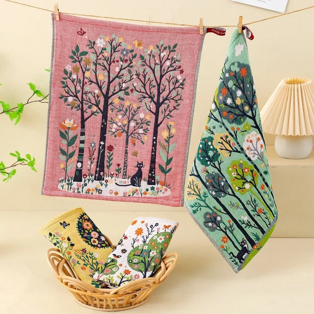 34x40cm Large Hand Towel Quick Dry Decorative Pure Cotton Dish Cloth 4 Layer Cotton Gauze Kitchen Towel Home Restaurant