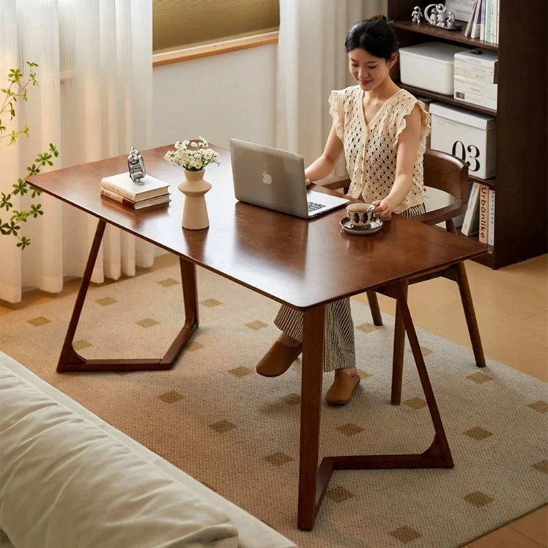 

Solid wood rectangular desk, adult modern living room, work study and writing, walnut tea table room office computer