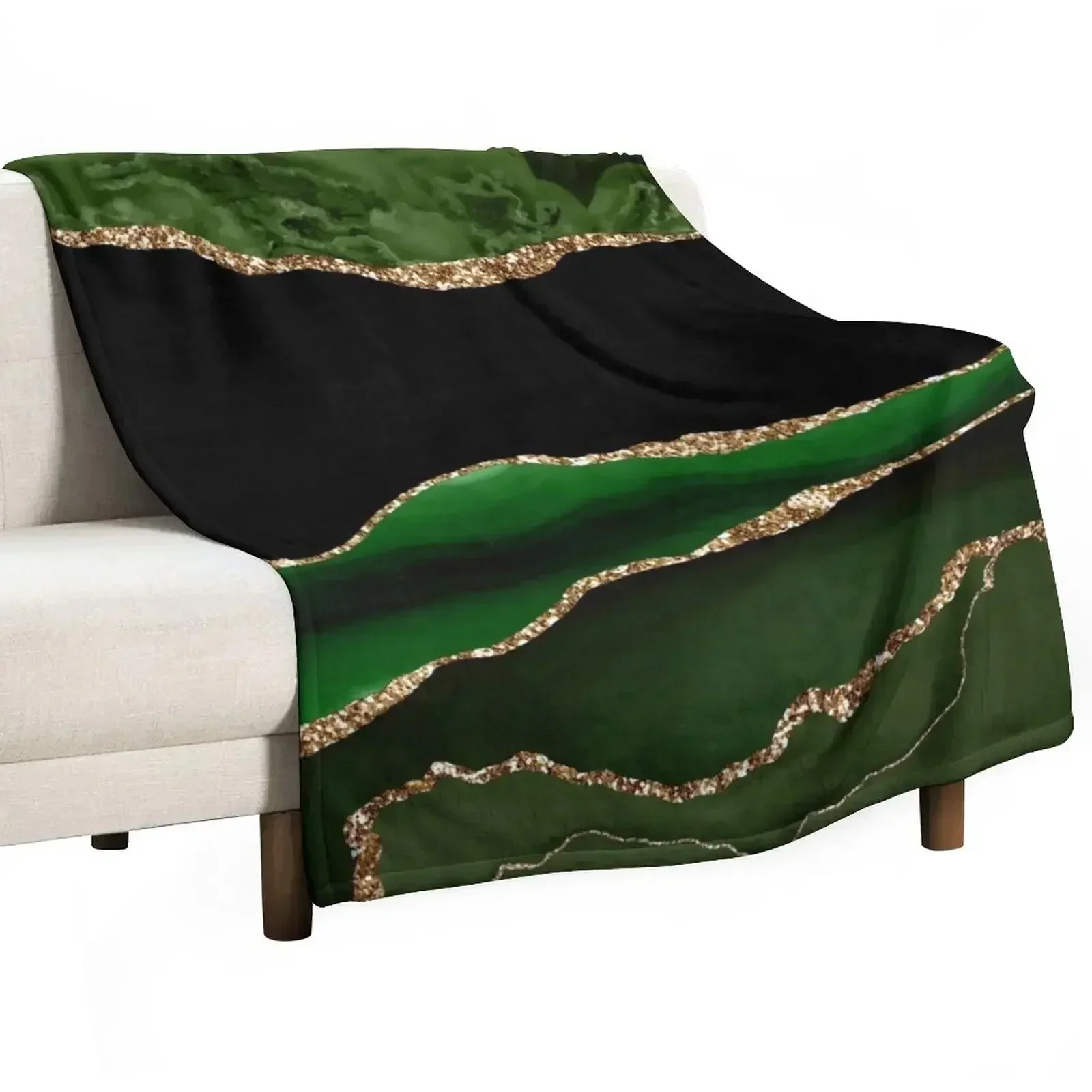 Emerald Green Faux Malachite Marble Throw Blanket Softest Shaggy Beautifuls blankets ands Summer Stuffeds Blankets