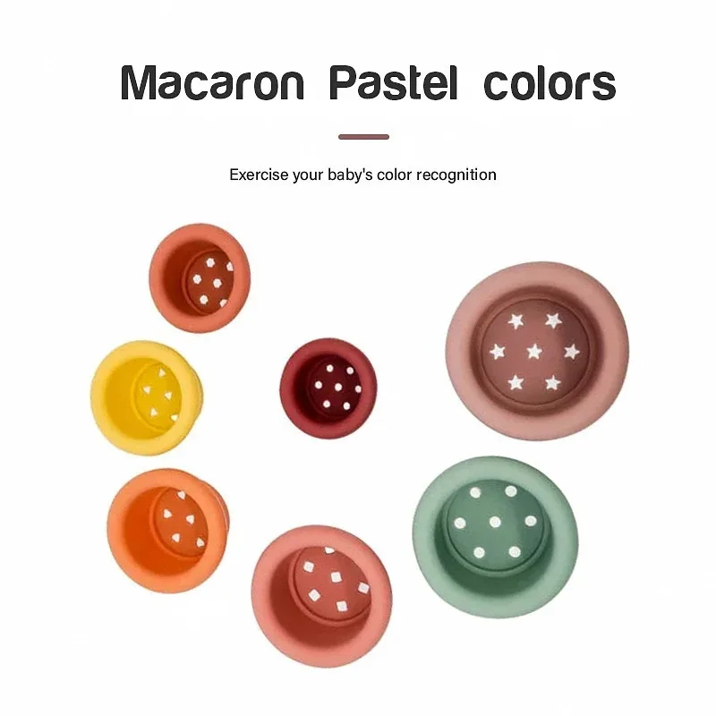 Zestaw kubków do układania dla niemowląt, zabawka edukacyjna Montessori dla dzieci w wieku 0-12 miesięcy, prezent na Boże Narodzenie lub urodziny