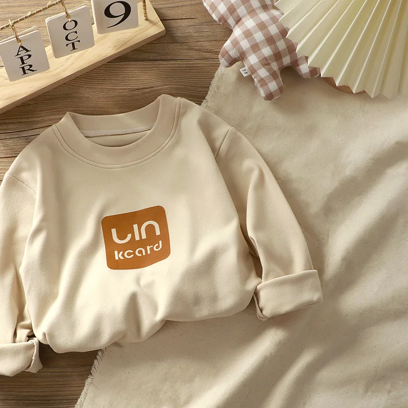 

Printed Graphic Sweatshirt Unisex Toddler Kids Long Sleeve Round Neck Base Shirt Autumn 1-8 Years Old Children's Clothes