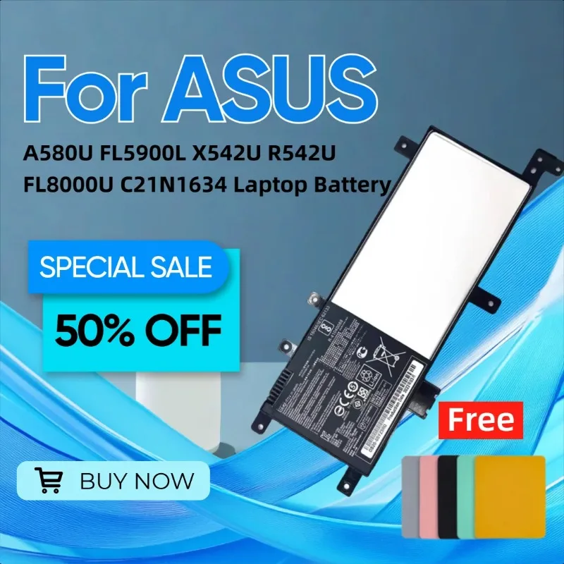 

For ASUS A580U FL5900L X542U R542U FL8000U C21N1634 Laptop Battery Give Away A Mouse Pad