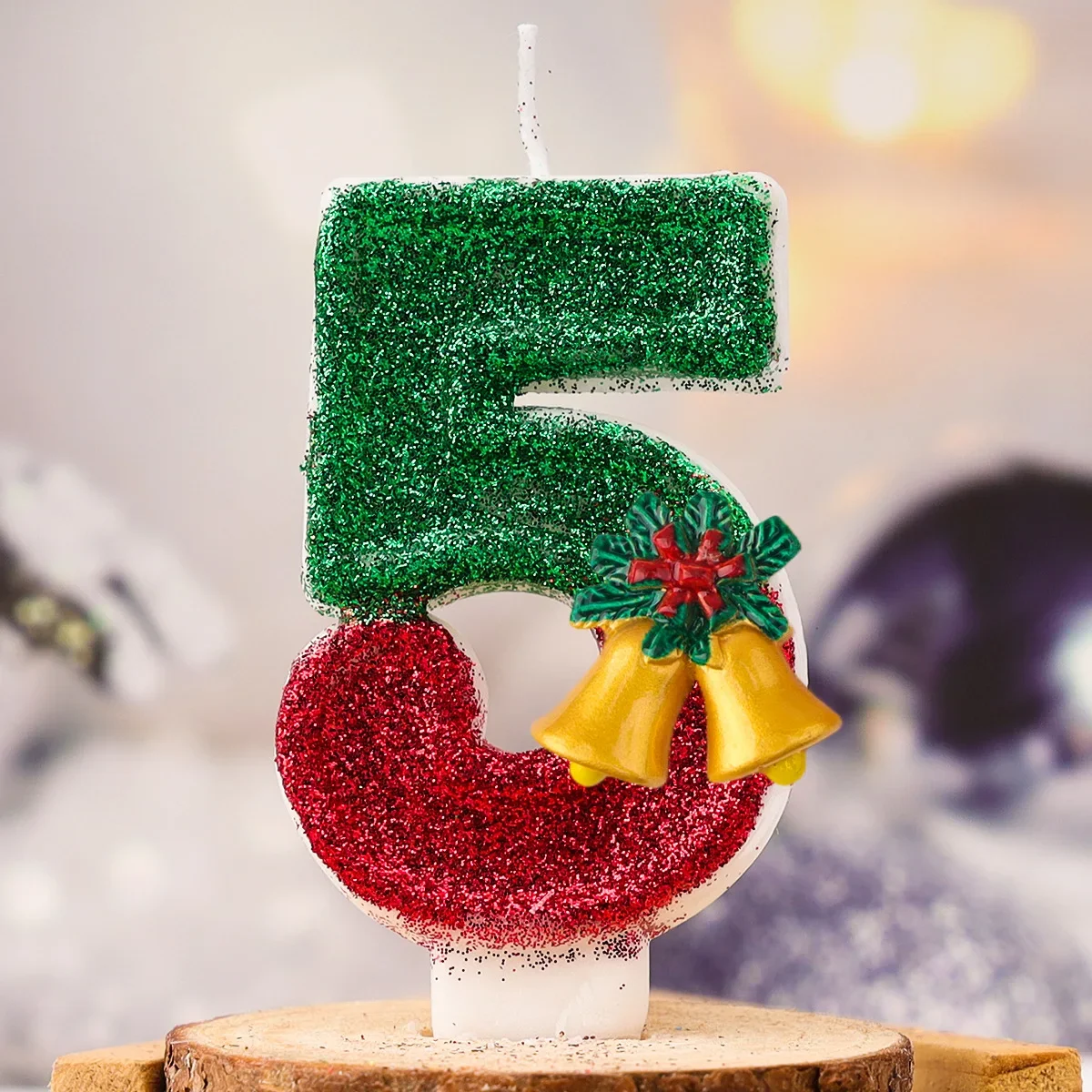 Christmas Number Birthday Candles with Bell New Year Candles for Cakes Decoration Red Green image 5