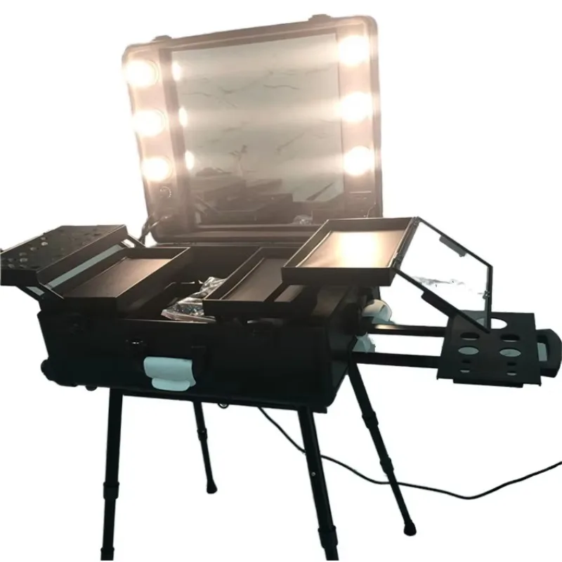 Large Aluminum Cosmetic Case Hasps Closure Multifunctional Water Resistant Lightweight Eco-Friendly Foldable Soft Handle