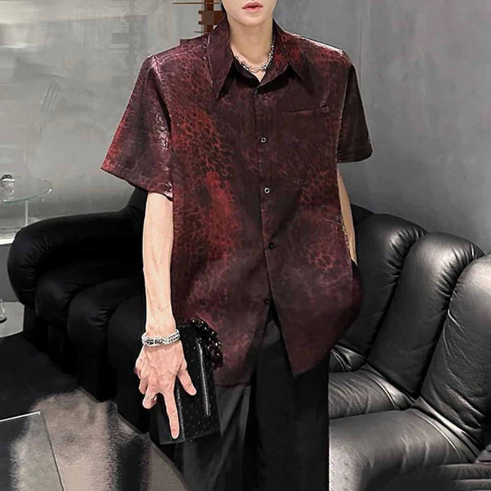 

Mens Shirt Shoulder Pad Leopard Print Shirt Summer Streetwear Fashion Daily Outdoor Short Sleeve Top Men'S Clothing 2025 New