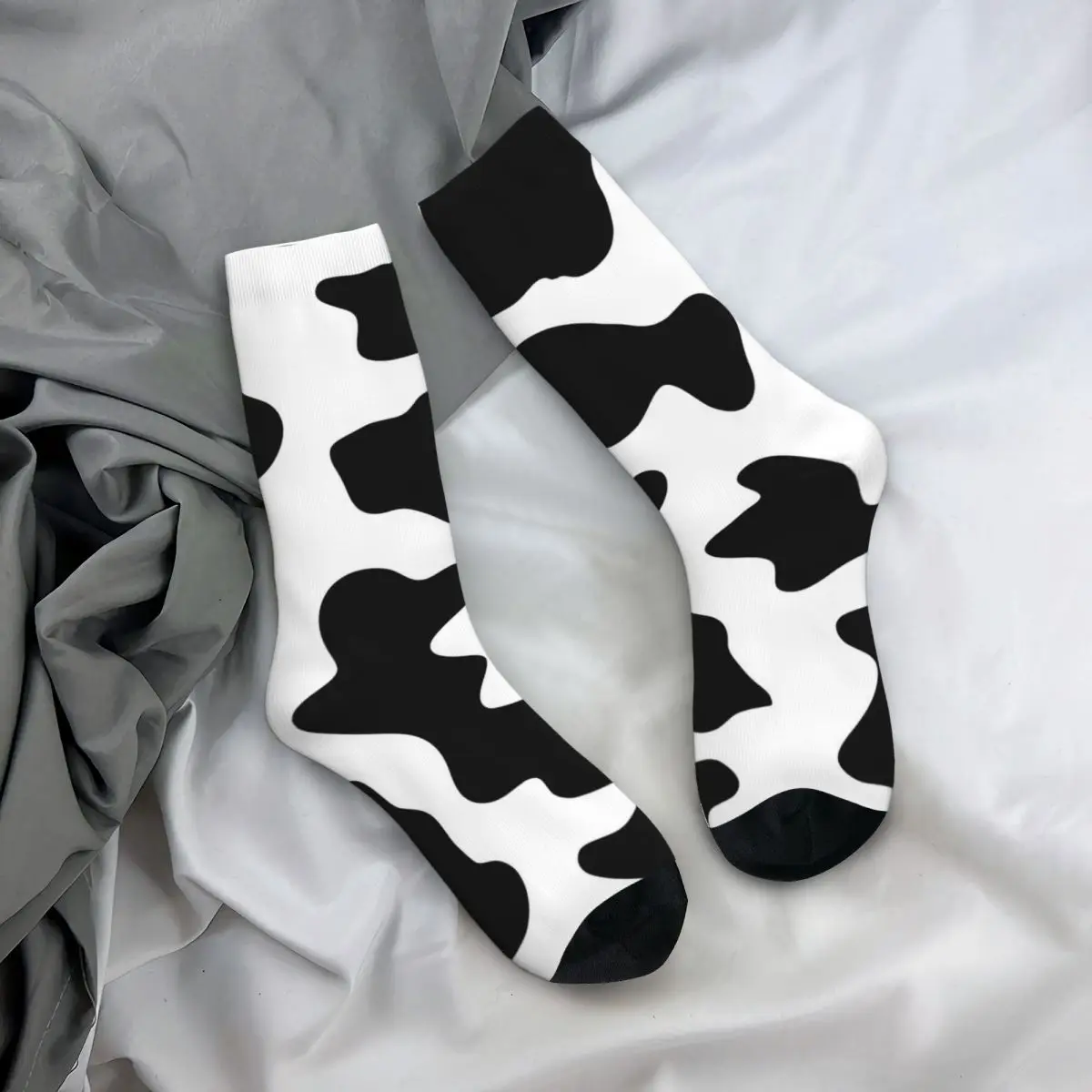 Novelty Cow Print Stockings Printed Casual Socks Winter Non Slip Socks Men Outdoor Sports Soft Breathable Socks