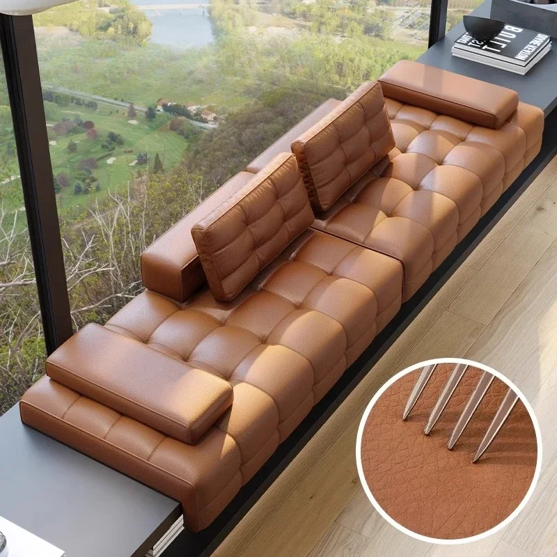 Ecological leather bay window mat, Italian minimalist anti-cat scratch waterproof seat cushion