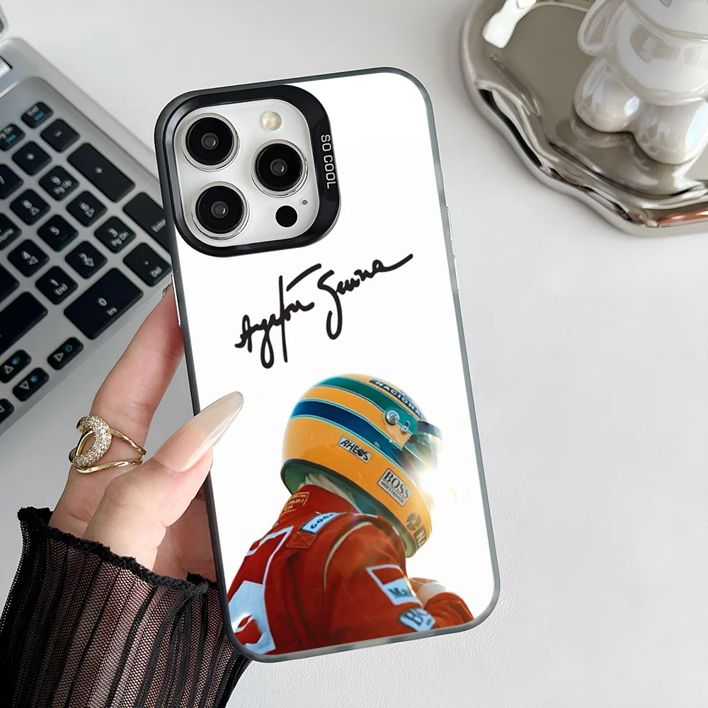 Epc F1 Ayrton Driver S-Senna Phone Case IMD Phone Case For IPhone 16 15 14 13 12 11 Pro Max Plus Color Silver Cover