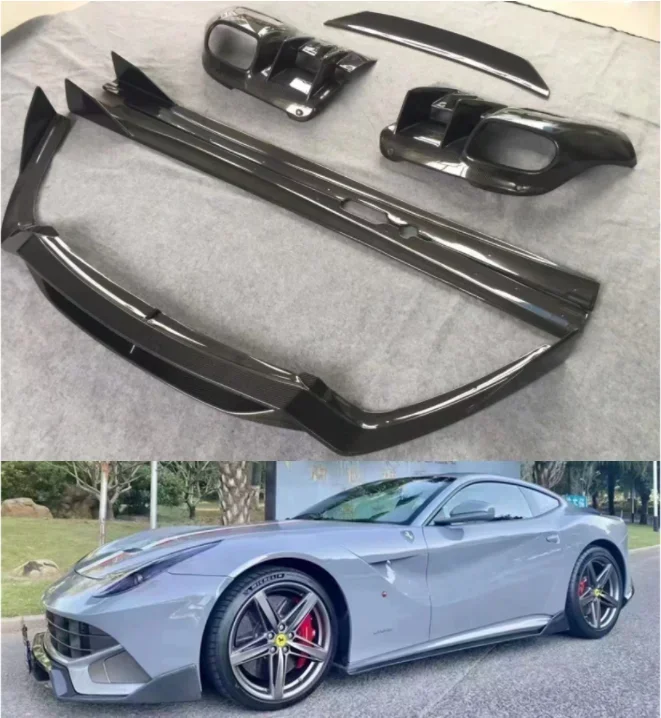 

Новинка! Комплект из натурального углеродного волокна для Ferrari F12 Berlinetta 2013 2014 2015, передний бампер, разветвители для губ, задний диффузор, боковая юбка Sp