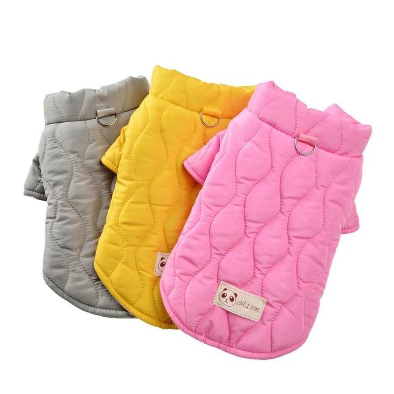 Warm Pet Dog Padded Clothes Solid Classic Chihuahua Pug Jacket Autumn Winter Puppy Coat Outfit For Small Medium Dogs Cats