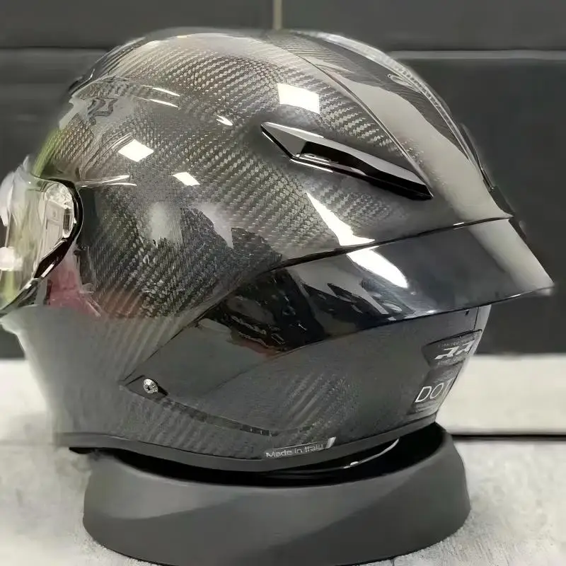 YX High Strength Carbon Fiber Full Face Safety Motorcycle Helmet Breathable & Water Resistant for Racing & Cruising