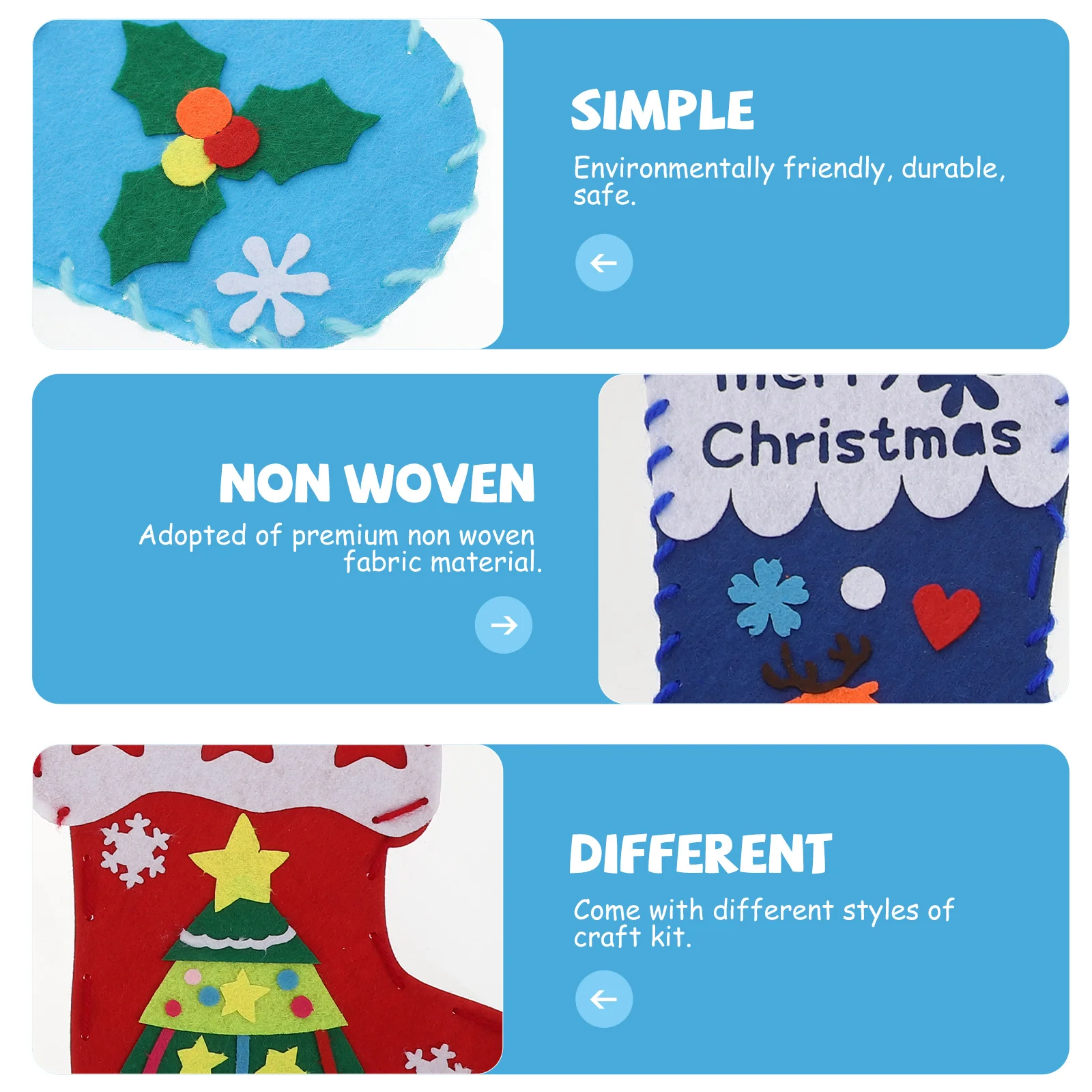 

10Sets Christmas Sock Bag DIY Kit for Mixed Styles Educational Craft Improve Manipulative Ability Concentration Home School