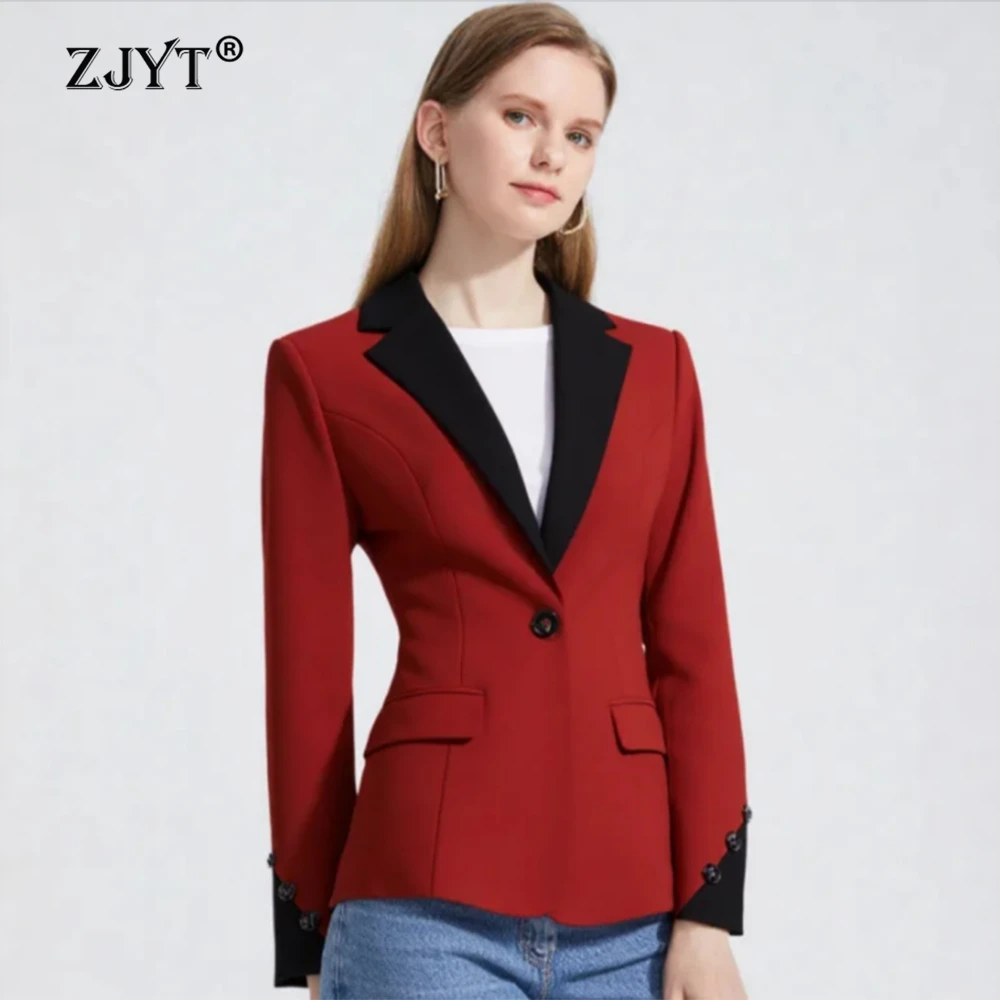 

Элегантные блейзеры ZJYT для женщин, костюмы, весна 2026, новая верхняя одежда, приталенные пиджаки с длинным рукавом на одной пуговице, офисная одежда для женщин