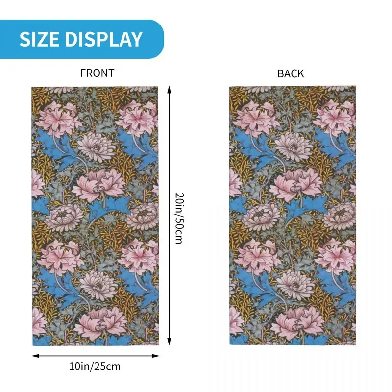 William Morris Chrysanthemums Flowers Design Bandana Neck Warmer Winter Hiking Ski Scarf Gaiter Bohochic Floral Face Cover