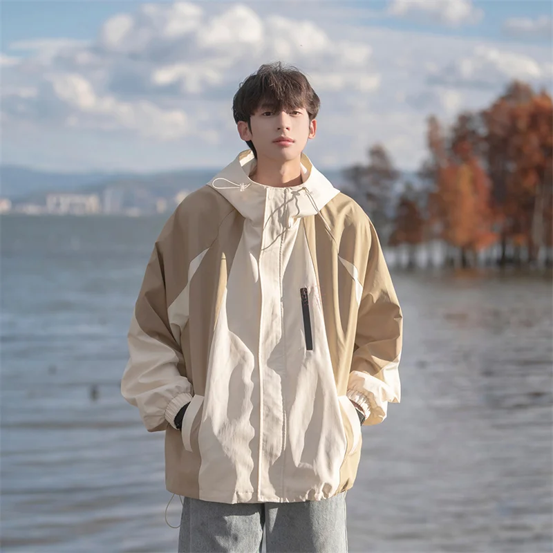 

Новинка 2025, мужская уличная ветрозащитная куртка с капюшоном, рабочая одежда, весна-осень, модное брендовое функциональное повседневное пальто