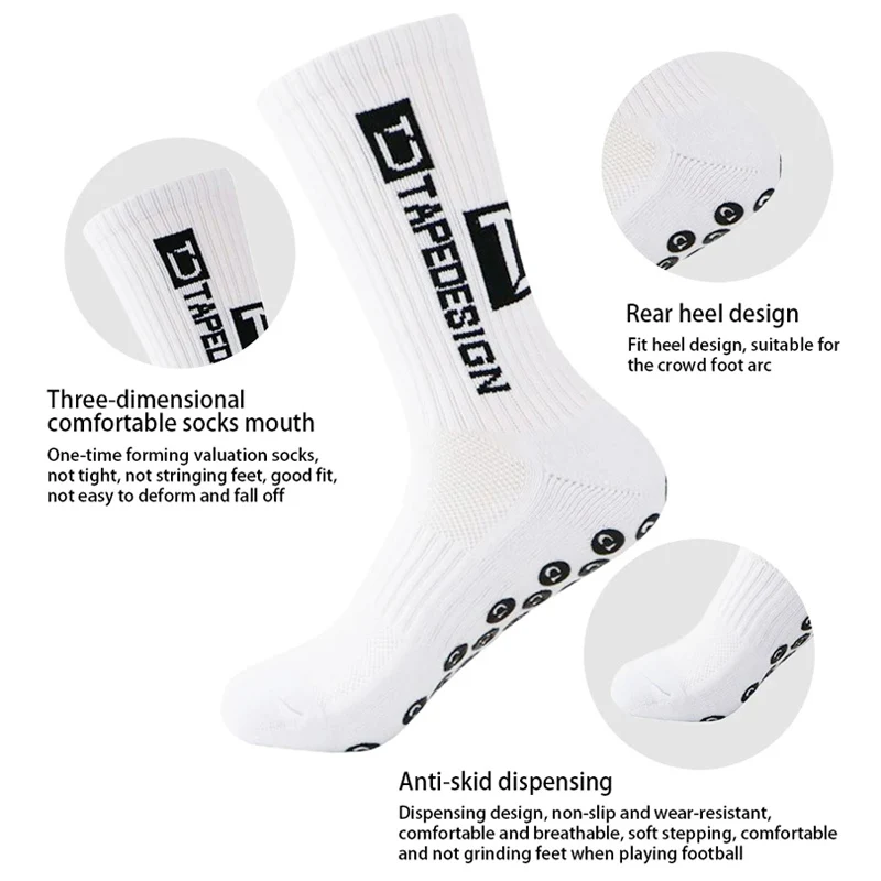 6 أزواج من جوارب كرة القدم غير القابلة للانزلاق مع وسادات قبضة جوارب رياضية خارجية قابلة للتنفس لكرة القدم والرجبي وكرة السلة والجري