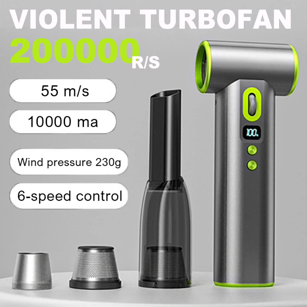 2000000   Ventilador violento rotativo poderoso ventilador de ar aspirador de pó tipo-c carregamento ventos fortes 55 m/s ventilador turbo jato sem escova