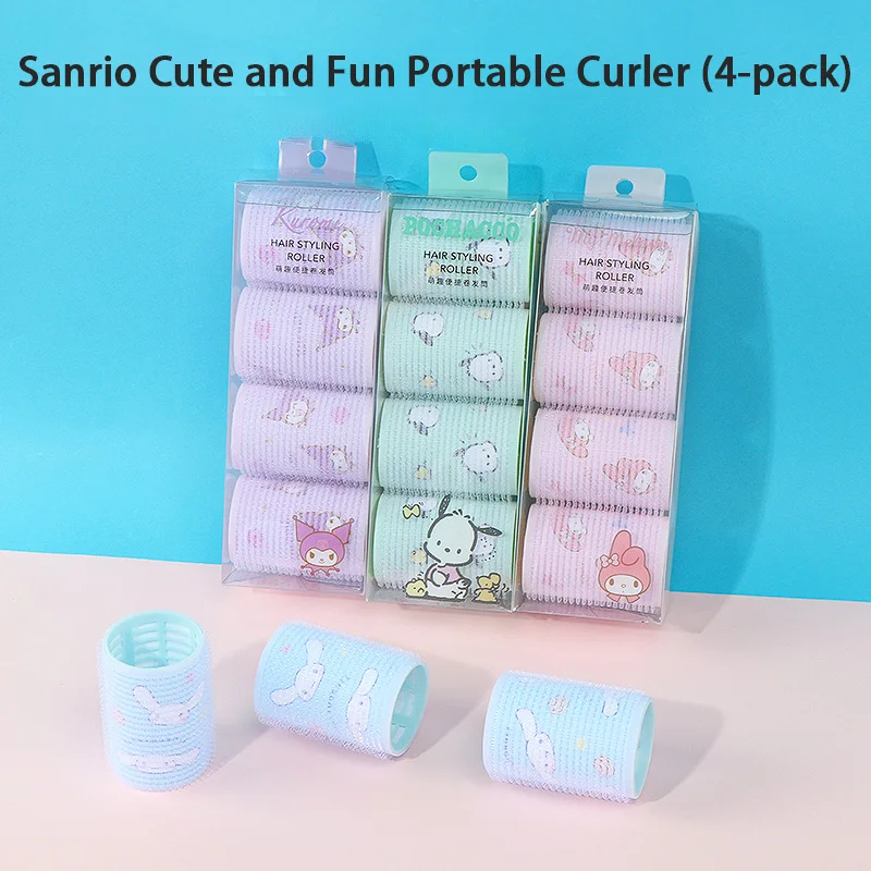 Offizielles Pompompurin Lockenwickler-Set mit Kuromi-Design, einfach zu verwendende, hitzefreie Lockenstäbe für Frauen und Mädchen, Styling-Werkzeuge