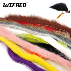 WIFREO 12PCS Vertical Cutting Rabbit Hair Strips Genuine Rabbit Fur for Fly Tying Zonker Streamers / Hare Dubbing Fiber Material
