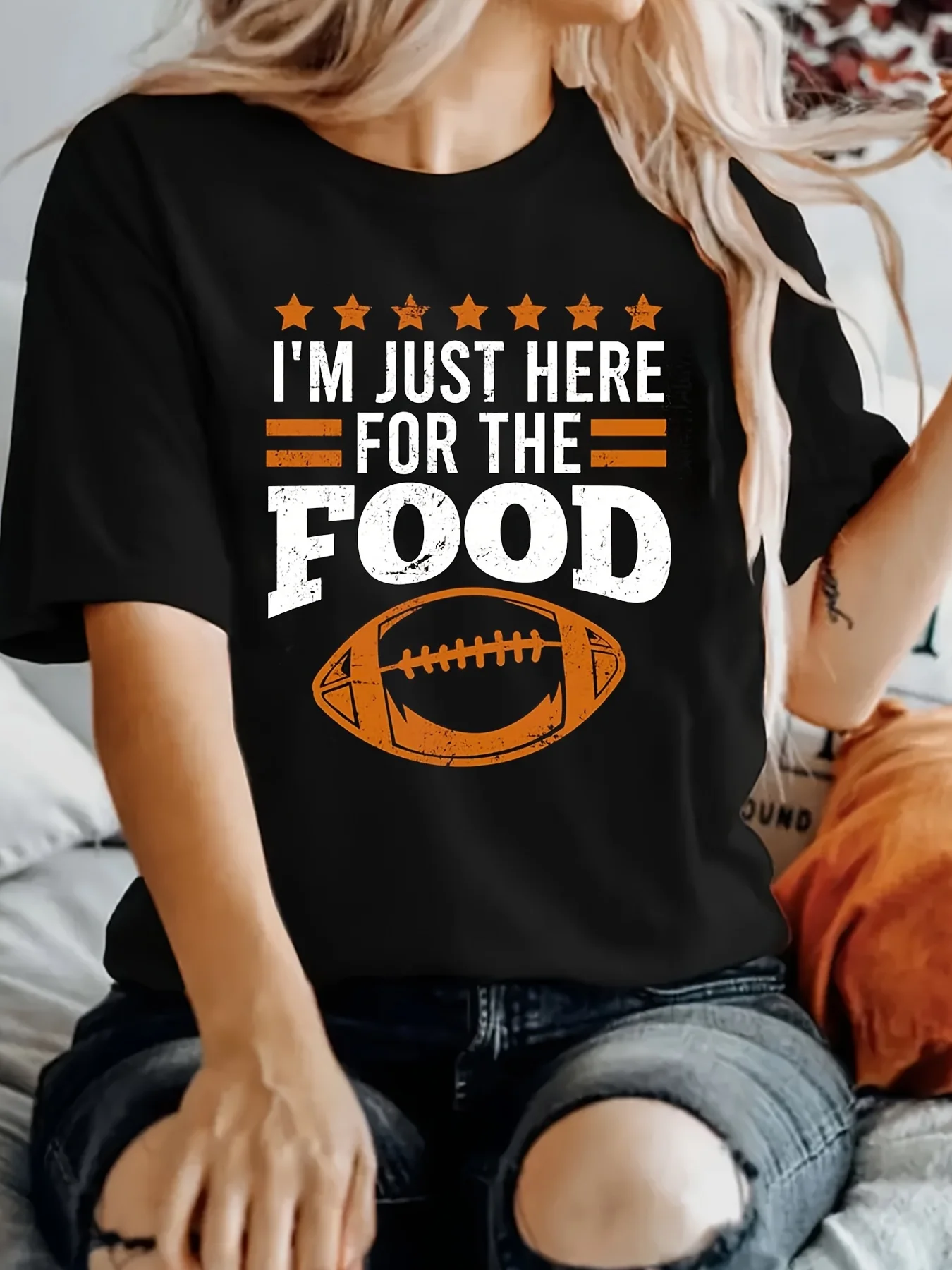 

Food Rugby Printed Women's Top Summer Short Sleeve Fashion Trendy T-shirt