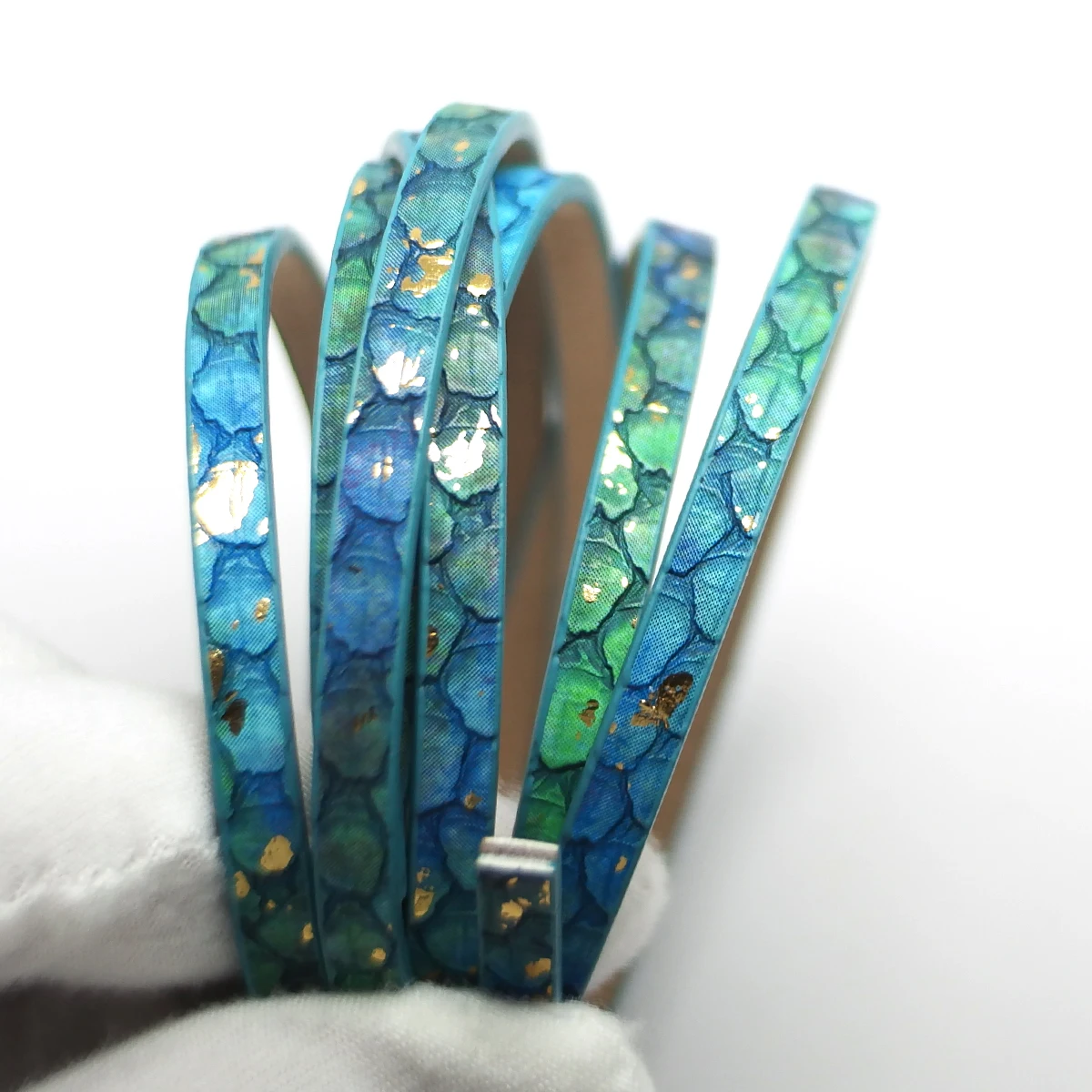 1.2meter Cyan Soft Leather Cord,5mm Vintage Leather Strip,Golden Shiny Craft Cord,Bracelet Making，Jewelry Necklace Cord