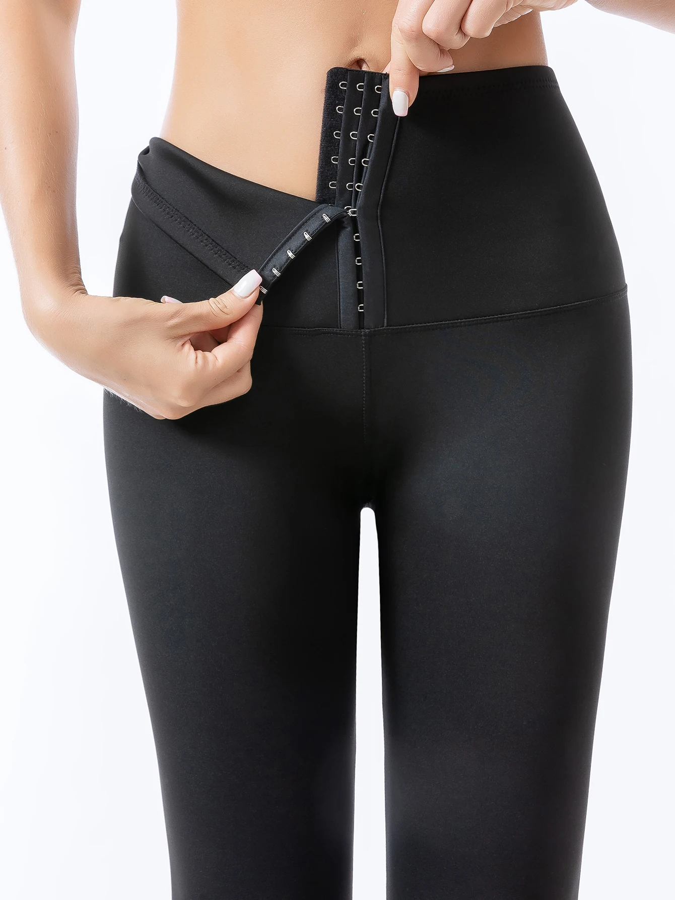 سراويل القرش السوداء مقاس تسع بوصات للنساء للربيع والخريف سراويل شد البطن بأزرار سفلية بعد الولادة للتخسيس والتشكيل #2