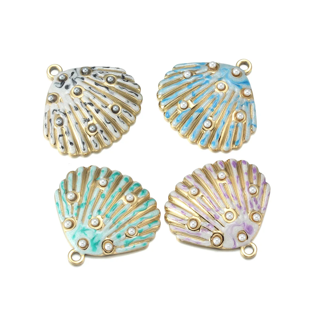 

2pcs Stainless Steel Charms Colorful Shell Pendant For Earrings Necklace Bracelet Jewelry Making Supplies Findings Accessories