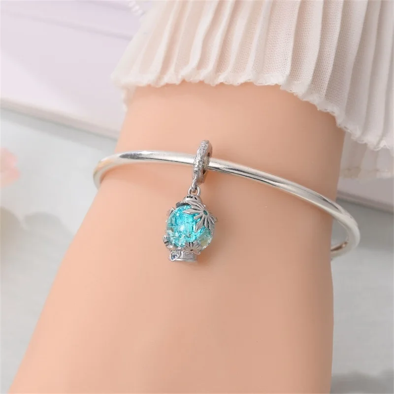 الشتاء سلسلة سحر 925 فضة الدورية ندفة الثلج المعلقات كرة الثلج الخرز صالح المرأة سوار قلادة DIY بها بنفسك مجوهرات هدية #3