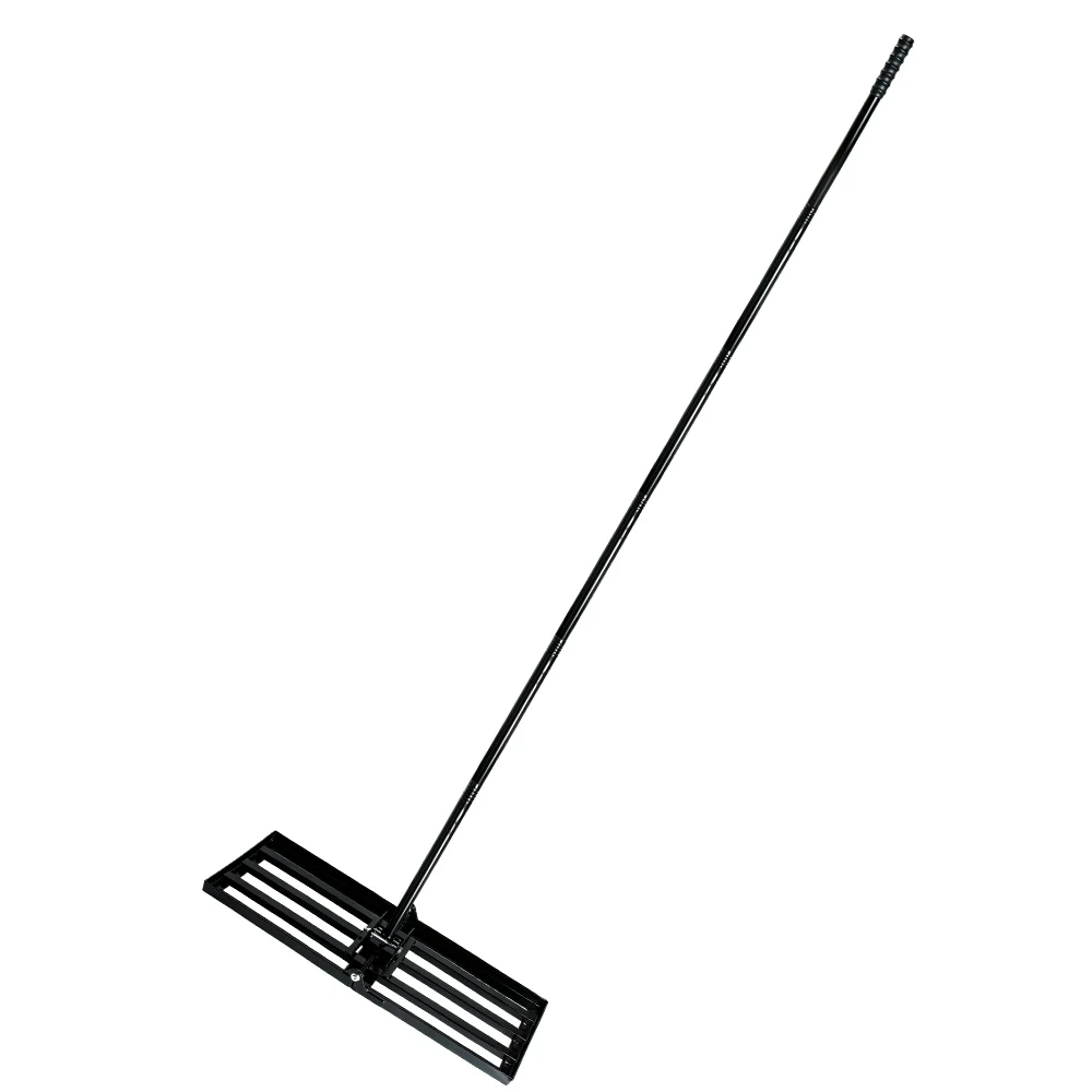 TUNGFULL Lawn Leveling Rake Foldable Ground Leveler with Long Handle Heavy Duty Carbon Steel Yard Grass Leveling Tool