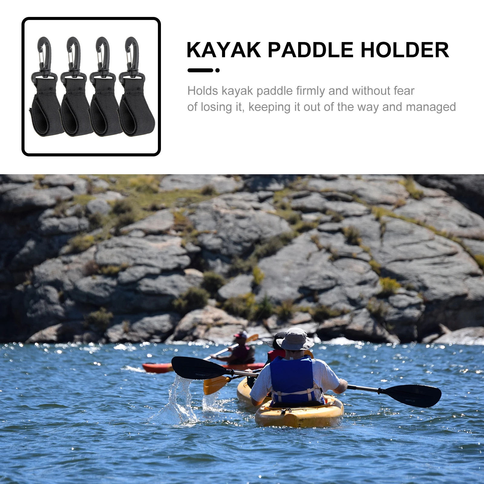 

4Pcs Wear-Resistant Kayak Paddle Holder Straps Durable Paddle Fixing Buckles for Kayak Supplies Adjustable Fixing Buckle