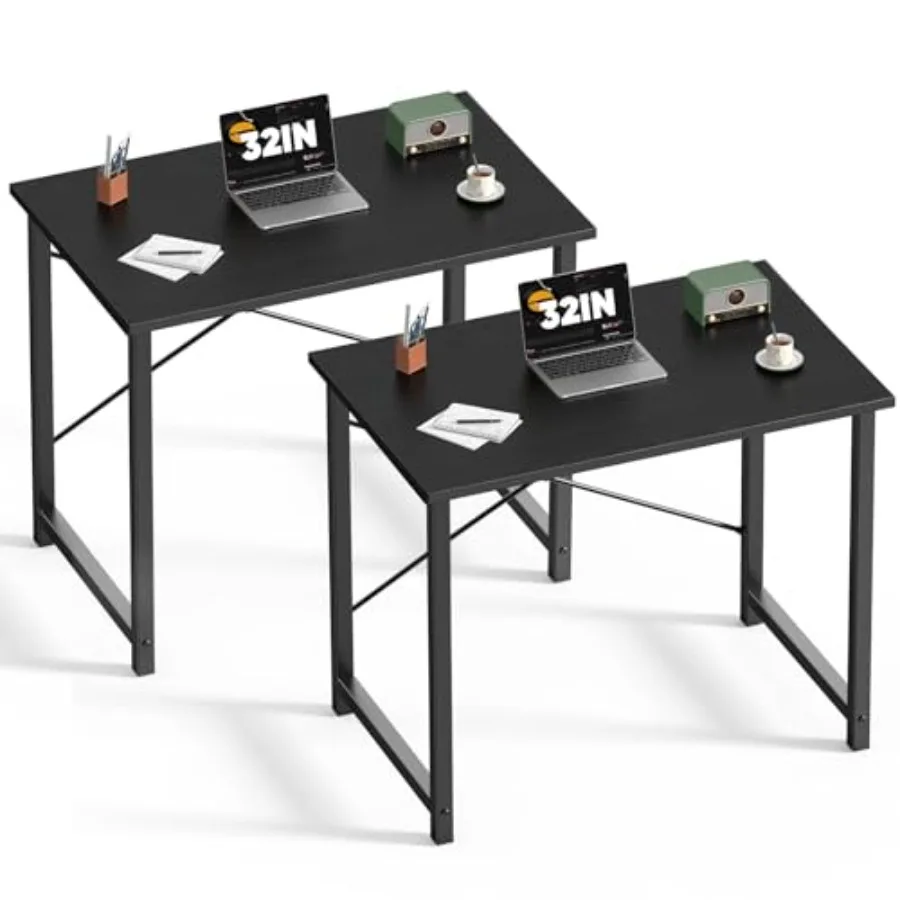 

Small Computer Desk for Home Office, Modern Study Work Table Simple Style for Bedroom, Writg Desks with X-Shaped Reforcement, 2