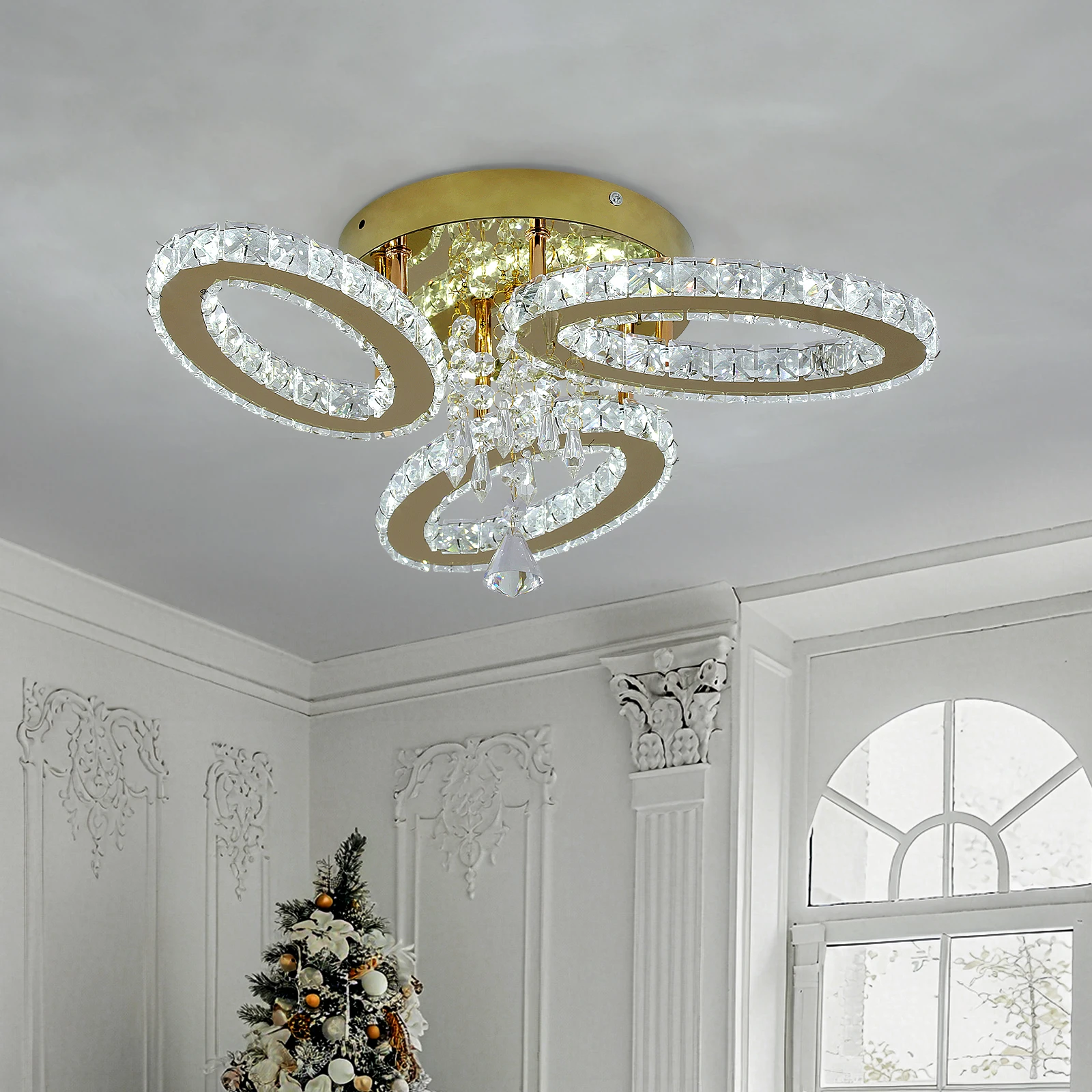 Luxury Crystal Chandelier Lustre Design Modern Led Ceiling Lamp Living Room Bedroom Decorations Pendant Light Lighting Fixture