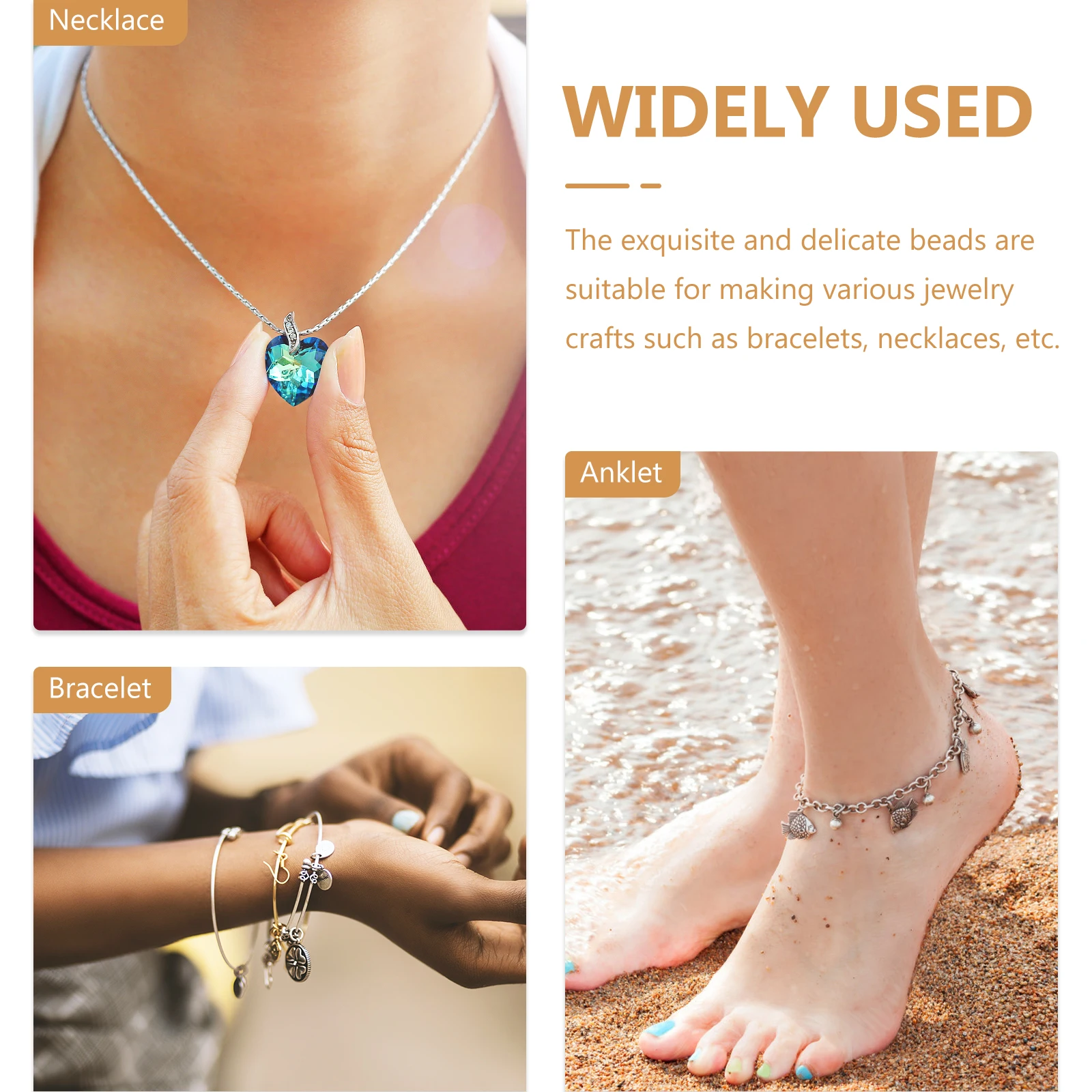 

90 Pcs Diamond Ball Bracelet Beads Large Hole Spacer Jewelry Making Wreath Craft with Holes for Copper Loose Bracelets Travel