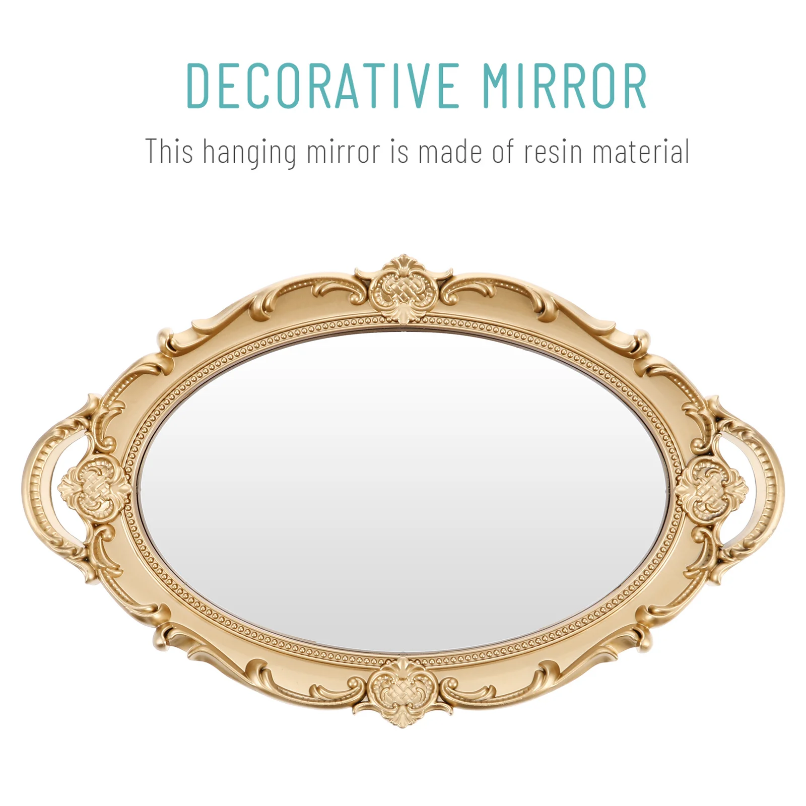 مرآة مكياج ذهبية عتيقة على الطراز الباروكي مرآة زخرفية ذات سطح كبير لأناقة منطقة خلع الملابس في غرفة النوم #4