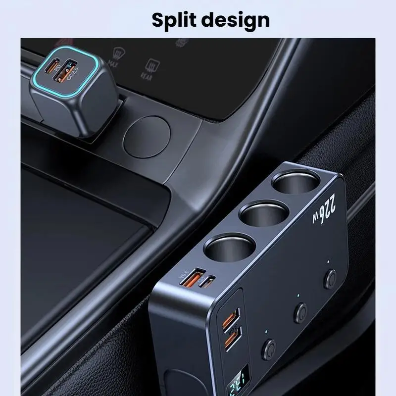 C33 226W 3 In 1 Car Cigarette Lighter Digital Display PD Fast-Charging Car Charger view 6