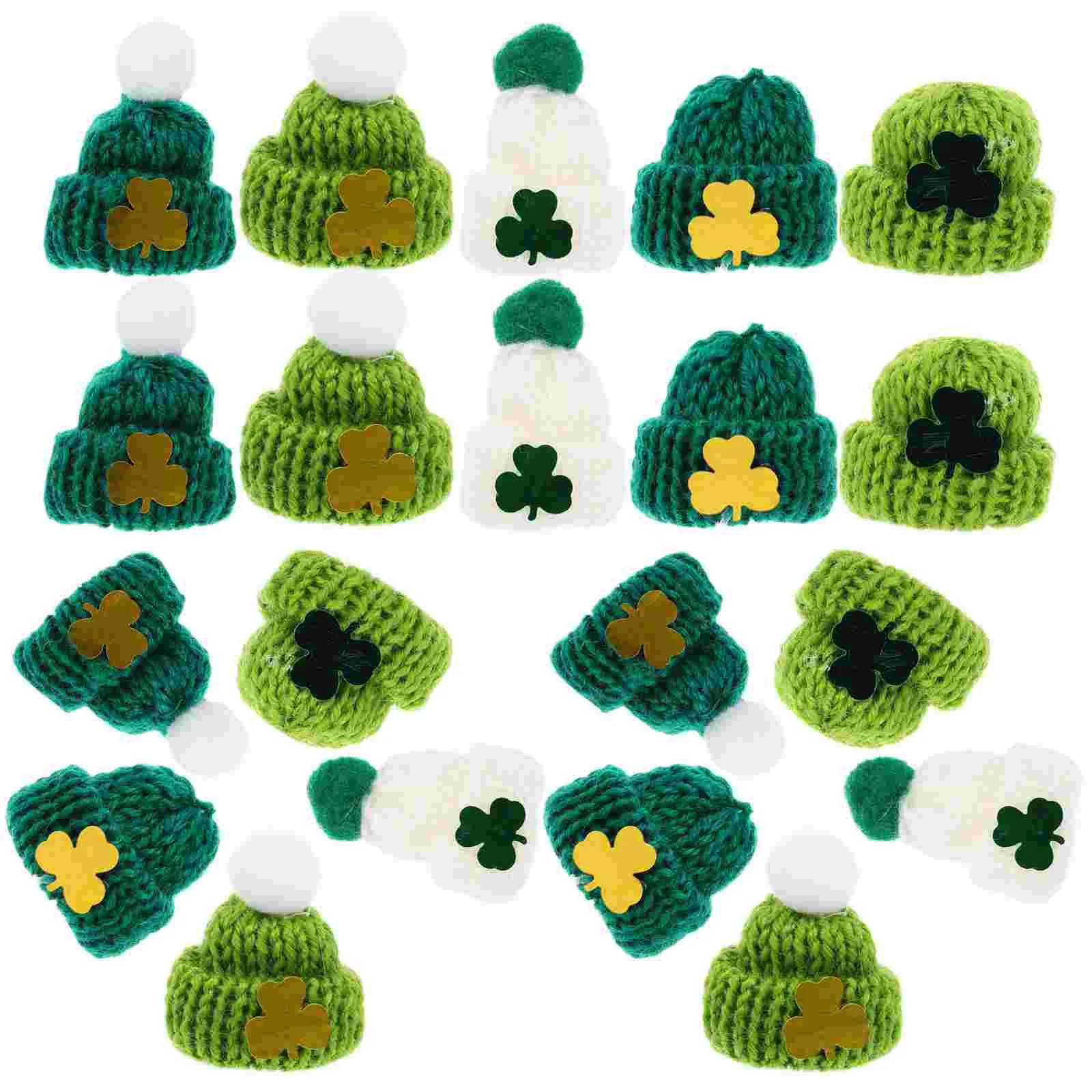 

25 Pcs Mini Knit Hat Knitting Wool Yarn Hats Tiny DIY Making Accessories for Green Ball Saint Patrick Craft Ornaments Man