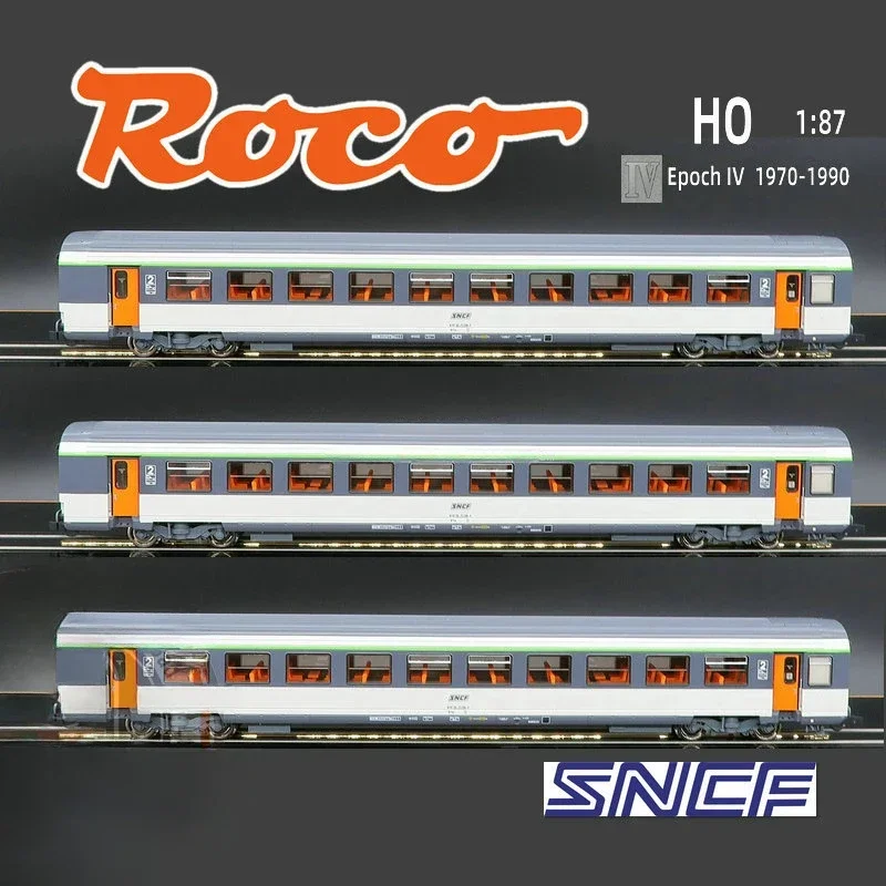 

ROCO Train Model HO 1/87 74032 SNCF France Passenger Carriage Four Generations Three Section Set Train Model Carriage Gift