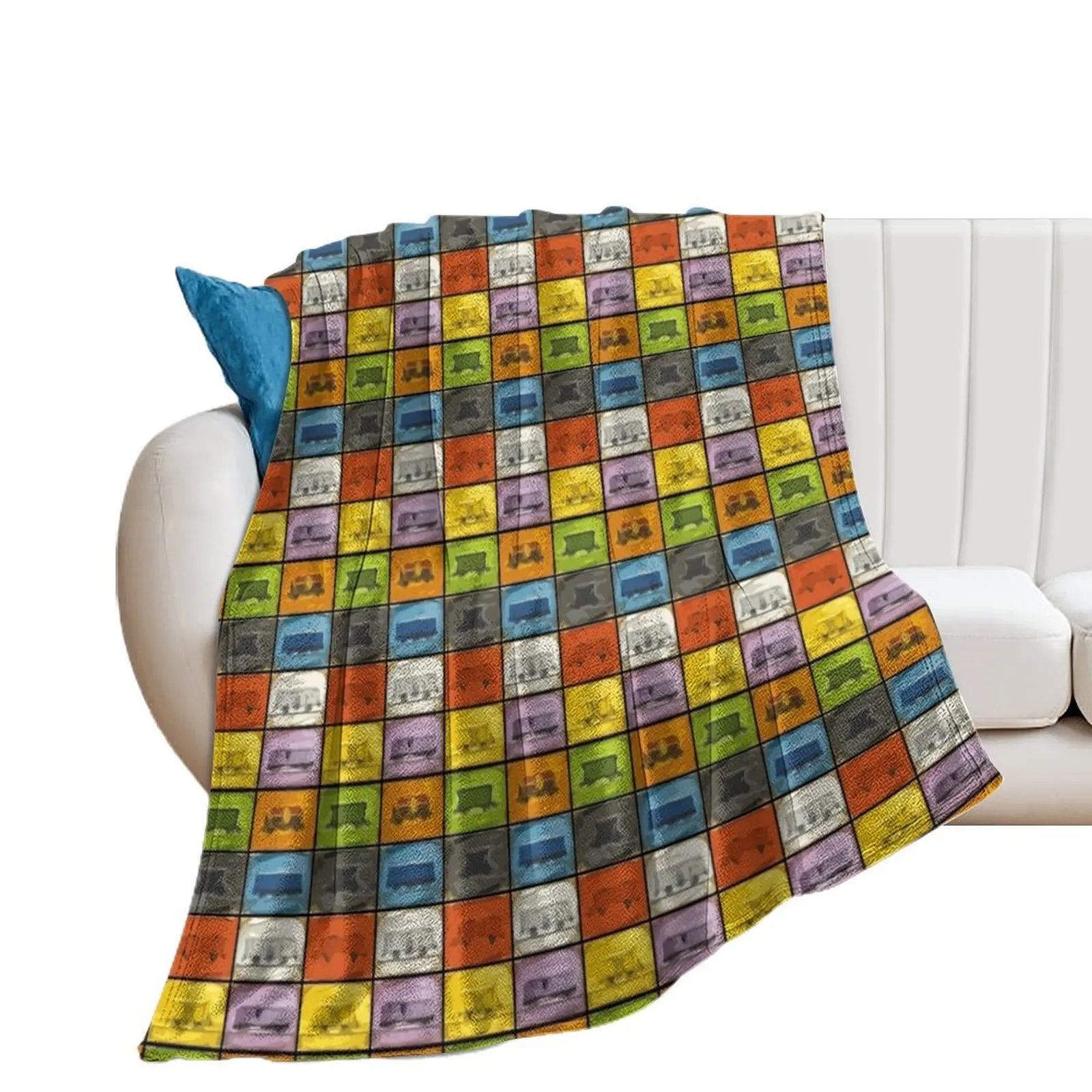 Ticket to Ride: Trains Throw Blanket Cute Plaid Flannels Soft Beds Flannel Fabric Blankets