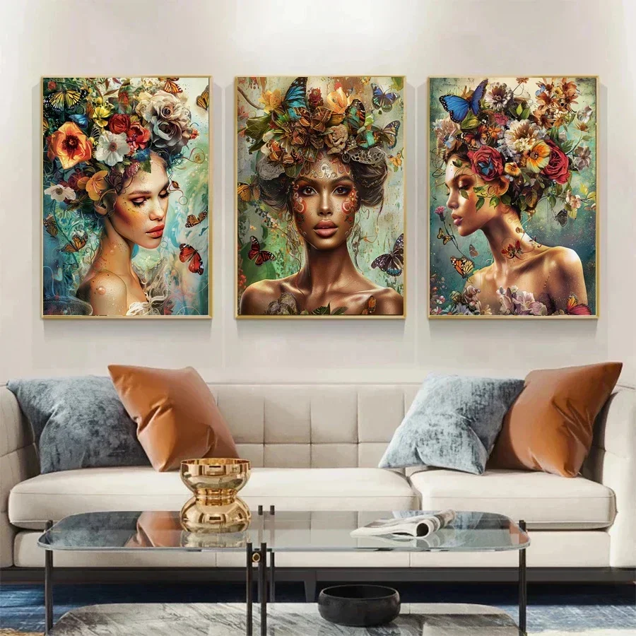 

581875 Painting By Numbers Hand Ethnic Girl Butterfly Flower Adult Kit Seascape DIY Acrylic Paint Canva Artwork Gift Home