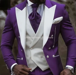 Purple Color Three Piece Men Suit