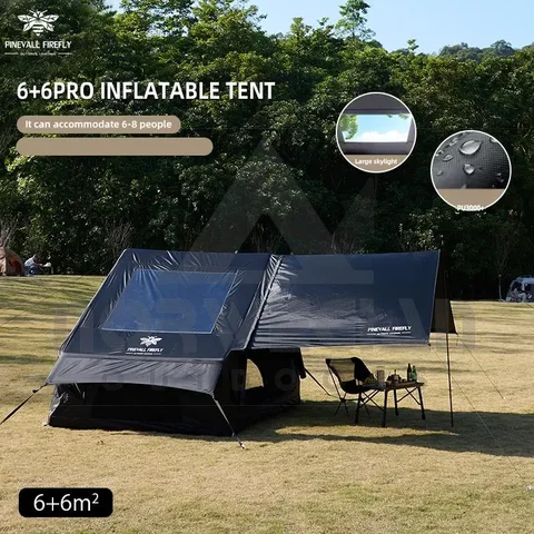 Tente de camping familiale gonflable King-size pour 3 à 6 personnes avec une résistant aux intempéries et un intérieur spacieux avec un grand ciel