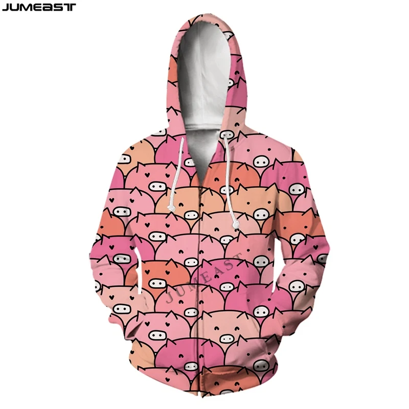 

Jumeast Men Women 3D Oversized Cost Cartoon Animal Pig Elephant Penguin Long Sleeve Jacket Sport Pullover Spring Zipper Hoodies